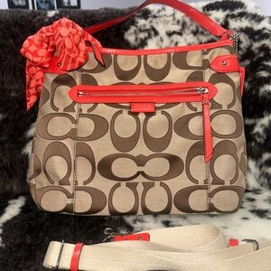 Coach Daisy Signature Convertible
Hobo Purse F24062 Khaki Tan Coral
Orange